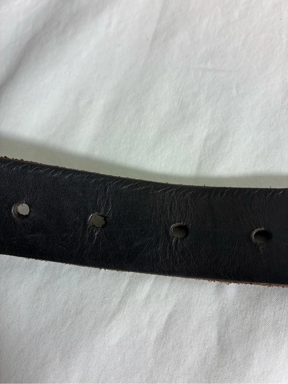 Men's Black Leather Belt 40” long gunmetal Buckle casual office